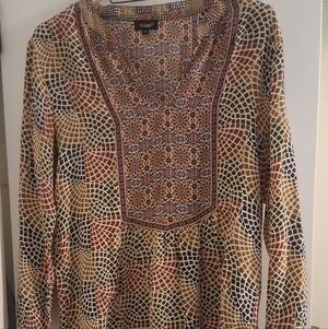 Tolani Cream, Navy & Rust Geometric Mini Dress